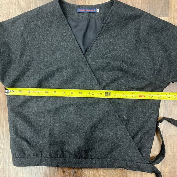 Harvey Faircloth Gray Wool Wrap Blouse Tie Cropped Jacket Top 8 Medium Work - Picture 5 of 10